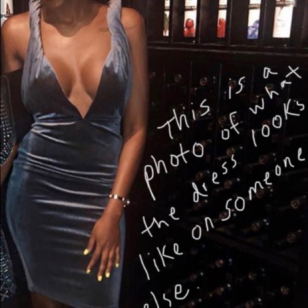 Faux velvet Smoke grey dress